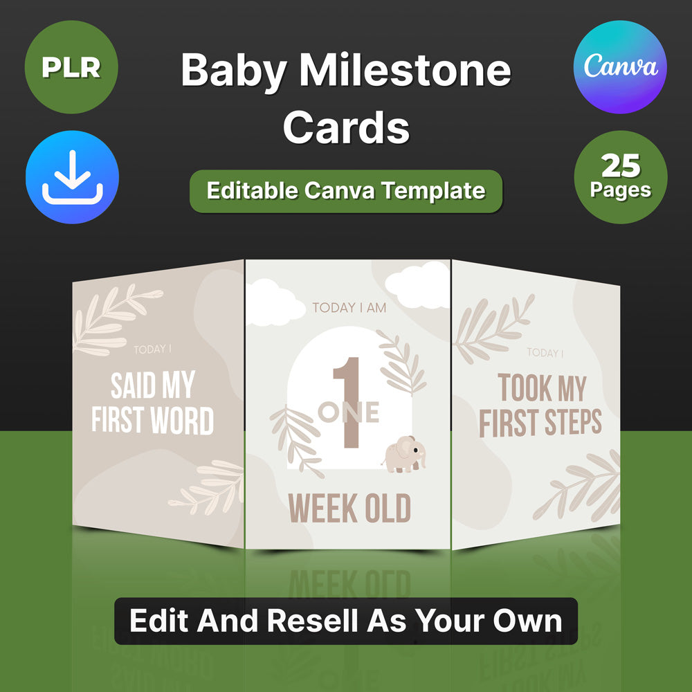 Baby Milestone Cards (Izmenjivi Canva Šablon)