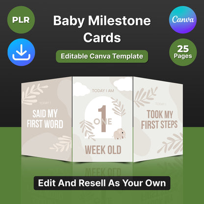 Baby Milestone Cards (Izmenjivi Canva Šablon)